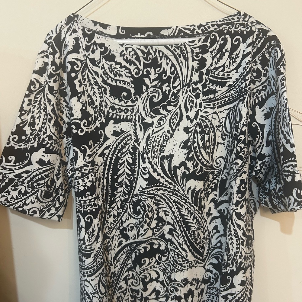 Ralph Lauren Black and White Paisley Short Sleeve pants and top